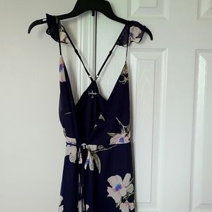 LulusAll Mine Blue Floral Print High-Low Wrap Dres